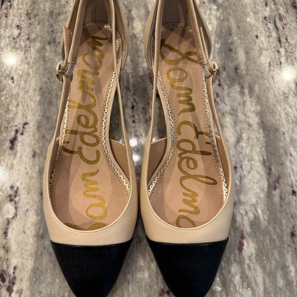 Sam Edelman Leah Cap Toe Pump  Size 9M  Sand/Black - Picture 1 of 6
